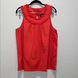 Orange/Red Sleeveless Ruffle Top